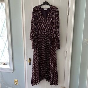 Rebecca Taylor Plum Zia Fluer Pleated Dress